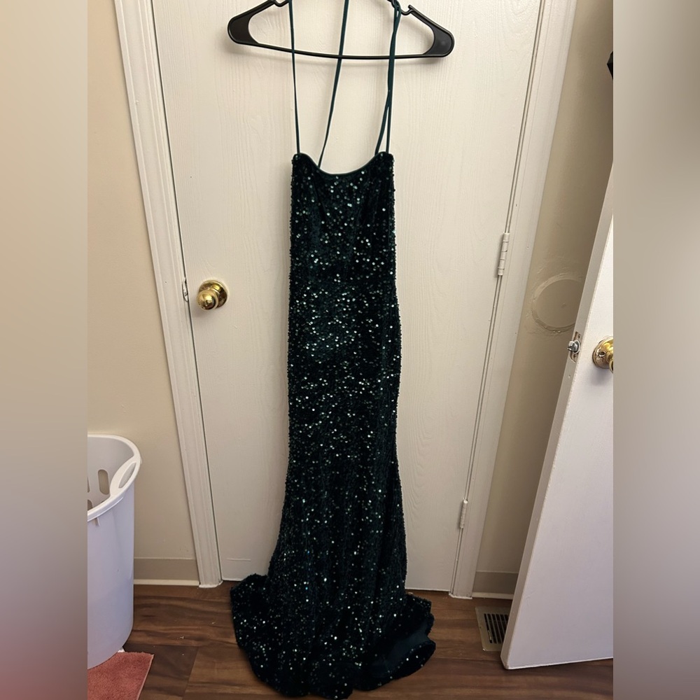 Dark Green long Sequin Maxi dress